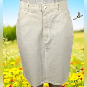 👛 (ANY 2/$20) Vintage SIMPATICO Sportswear White Cotton Denim
Jean Style Skirt